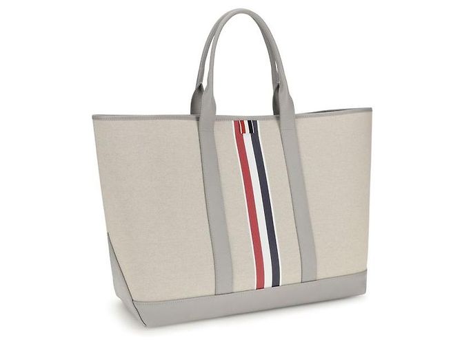 Thom Browne Borsa a tracolla in tessuto grigio - vista 2