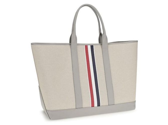 Thom Browne Borsa a tracolla in tessuto grigio - vista 3