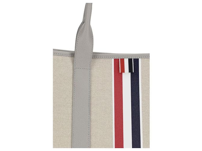 Thom Browne Borsa a tracolla in tessuto grigio - vista 4
