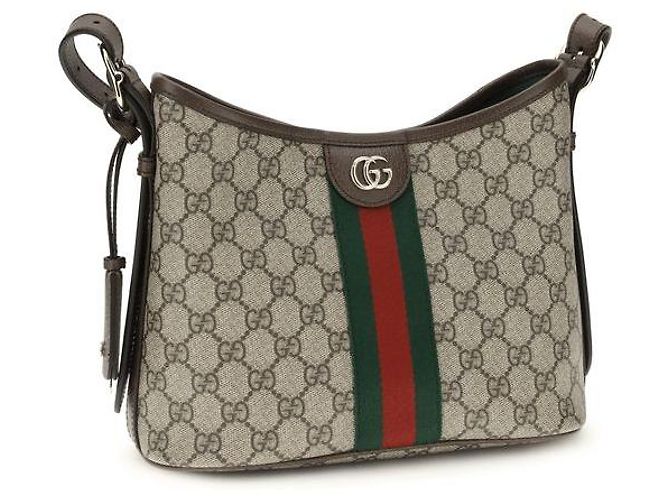 Borsa a tracolla Gucci Ophidia in tessuto monogramma beige - vista 2