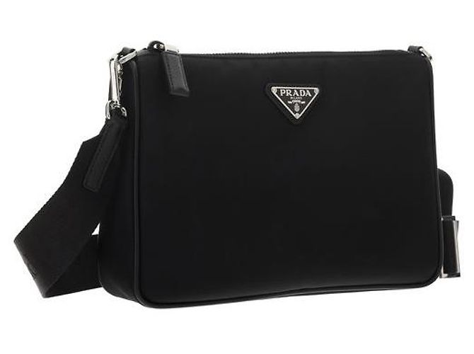 Prada Borsa a tracolla in poliammide riciclata nera - vista 2