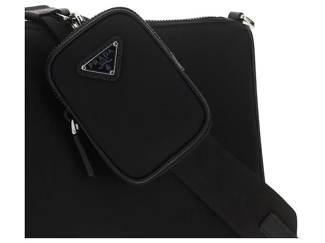 Prada Borsa a tracolla in poliammide riciclata nera - vista 4