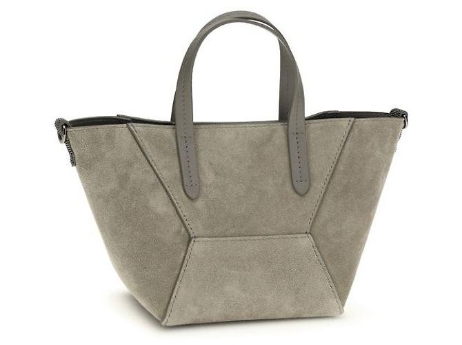 Brunello Cucinelli Borsa a tracolla Bos Taurus in pelle di vitello beige - vista 3