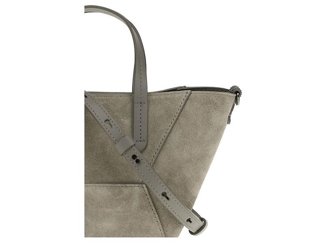 Brunello Cucinelli Borsa a tracolla Bos Taurus in pelle di vitello beige - vista 5