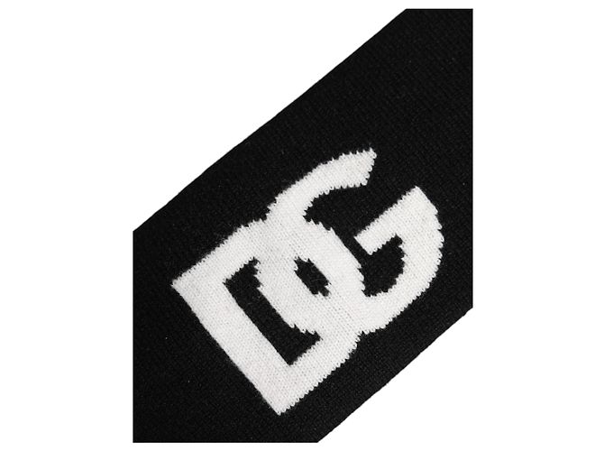 Dolce & Gabbana Fascia per Capelli in Cashmere Logo Bianco e Nero da Uomo - vista 2