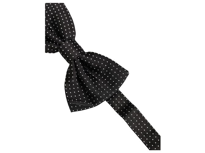 Dolce & Gabbana Papillon Regolabile in Seta a Pois Neri da Uomo - vista 3