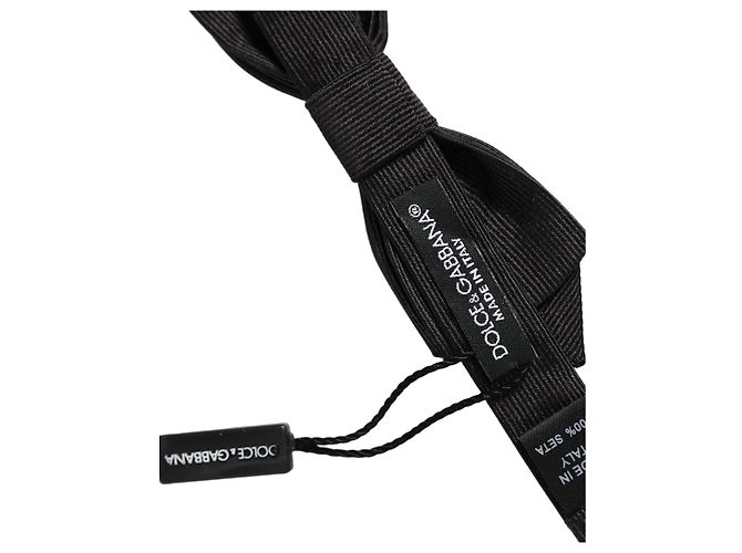 Dolce & Gabbana Men Black % Silk Adjustable Neck Papillon Bow Tie - view 4