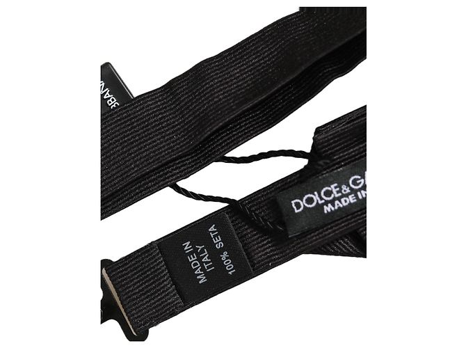 Dolce & Gabbana Men Black % Silk Adjustable Neck Papillon Bow Tie - view 5