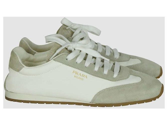 Prada Sapatilhas em pele nappa e camurça - vista 3