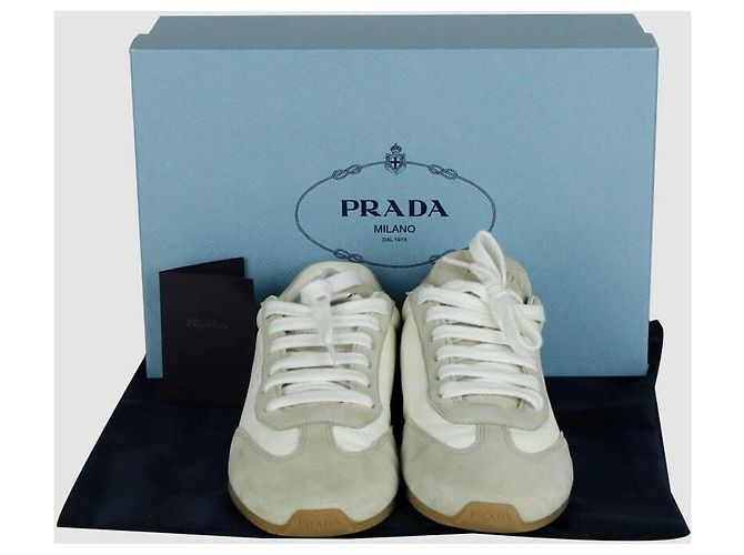Prada Sapatilhas em pele nappa e camurça - vista 7