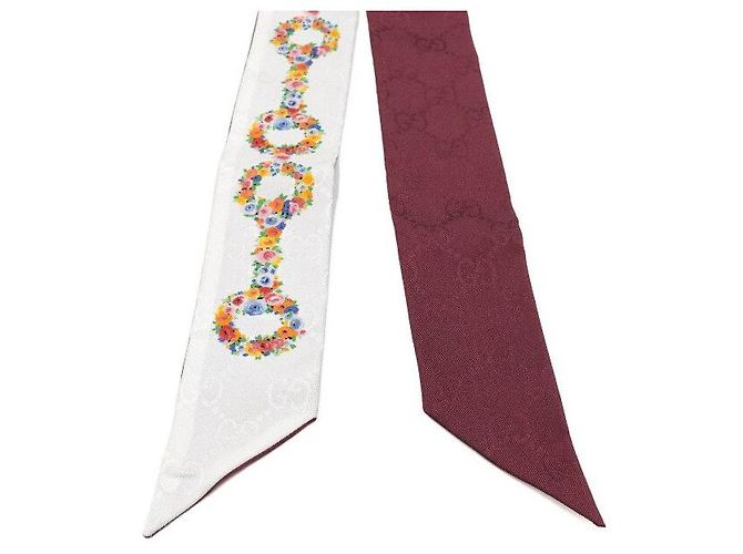 Gucci Seidenschal mit Schleife und Horsebit-Blumenmuster - Ansicht 3