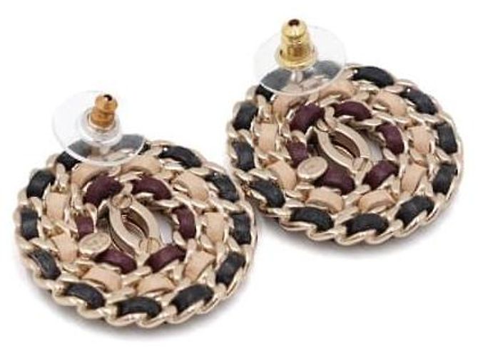 Chanel CC Logo Ohrringe mit goldener Kette - Ansicht 4