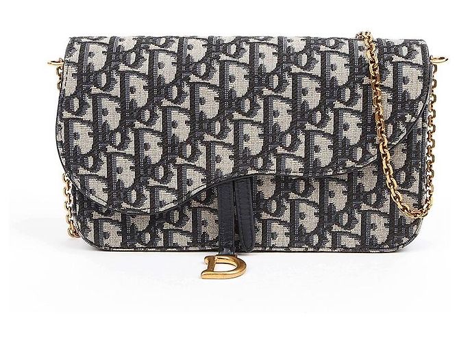 Dior Pouch Saddle Chain Blue Oblique Jacquard - vista 2