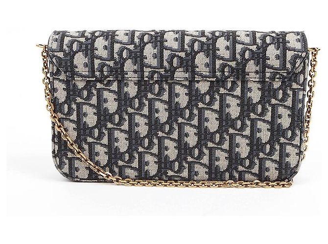 Dior Pouch Saddle Chain Blue Oblique Jacquard - vista 3