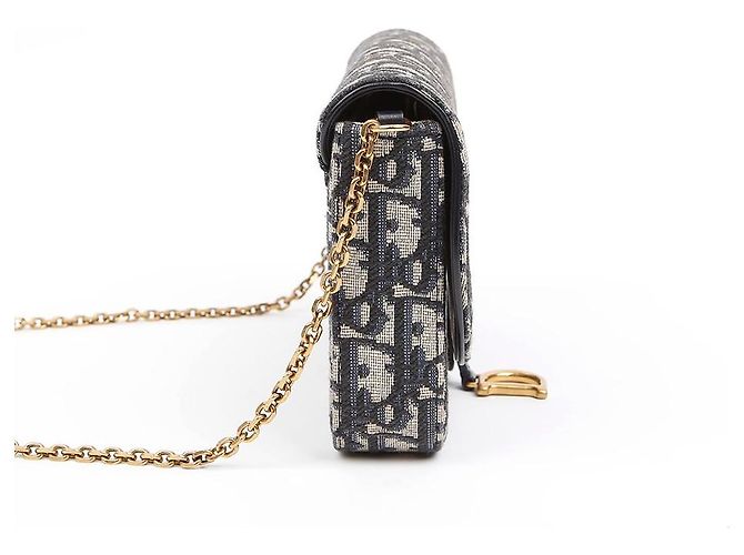 Dior Pouch Saddle Chain Blue Oblique Jacquard - vista 4