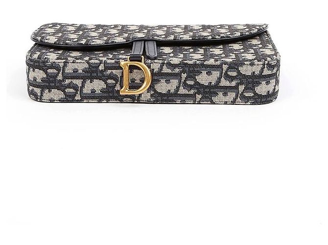 Dior Pouch Saddle Chain Blue Oblique Jacquard - vista 5