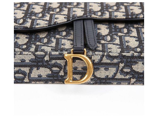 Dior Pouch Saddle Chain Blue Oblique Jacquard - vista 6