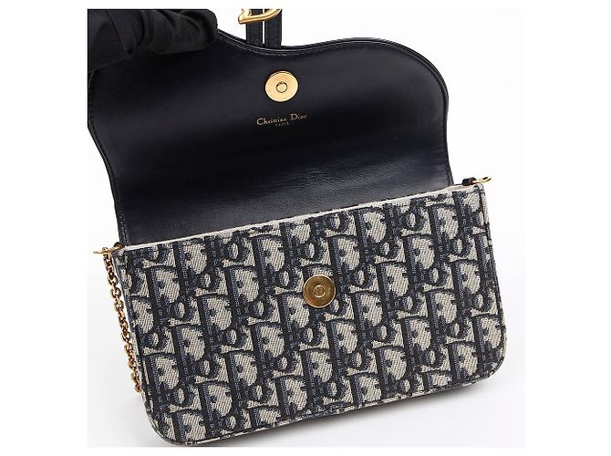 Dior Pouch Saddle Chain Blue Oblique Jacquard - vista 8