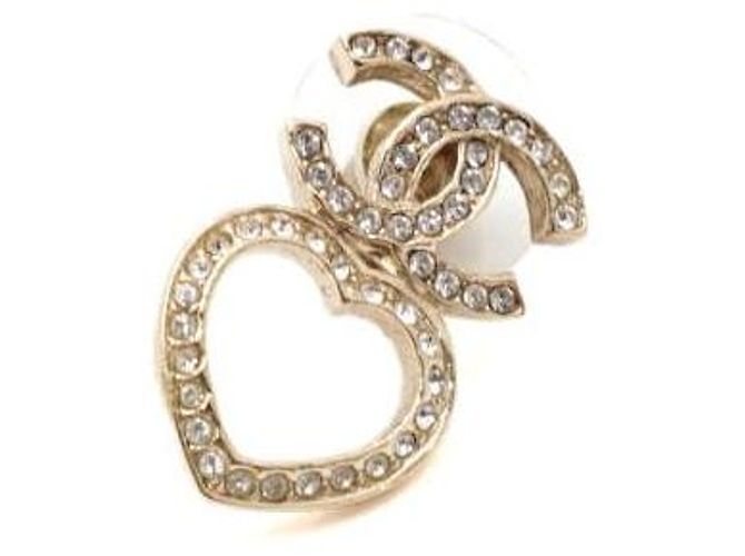 Chanel Orecchini a cuore CC Crystal Gold - vista 2