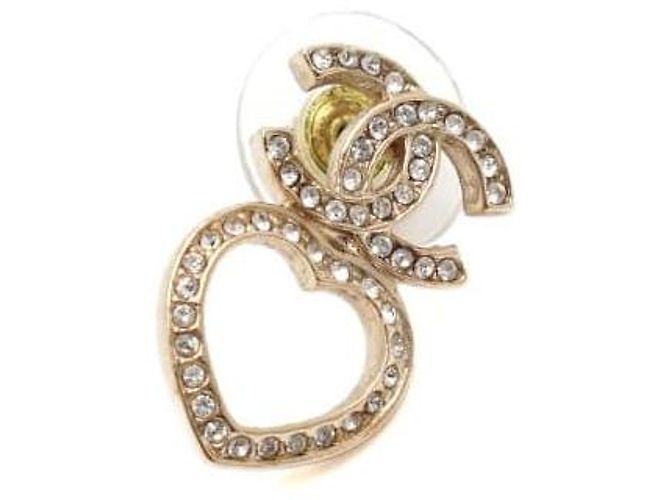Chanel Orecchini a cuore CC Crystal Gold - vista 3