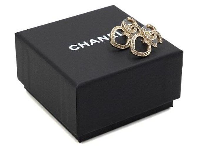 Chanel Orecchini a cuore CC Crystal Gold - vista 5