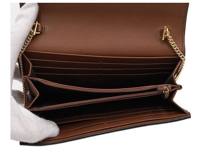 Gucci Portafoglio lungo con catena dorata e borsa pouch a tracolla - vista 6