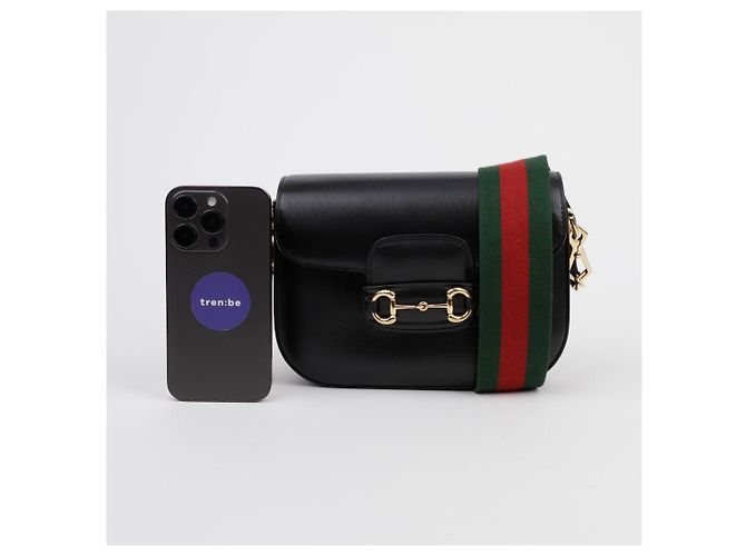 Gucci Mini Borsa a Tracolla in Pelle Horsebit Nera - vista 10