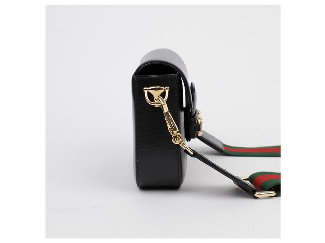Gucci Mini Borsa a Tracolla in Pelle Horsebit Nera - vista 7