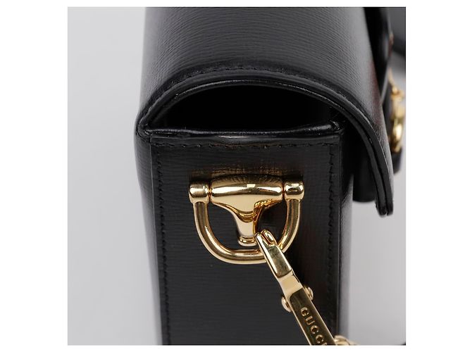 Gucci Mini Borsa a Tracolla in Pelle Horsebit Nera - vista 8