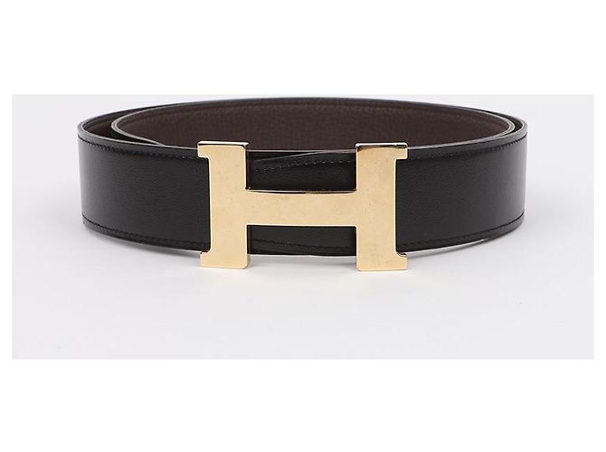 Hermès Wendegürtel Schwarz Braun Gold - Ansicht 2