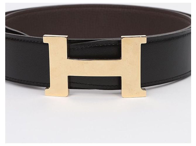 Hermès Wendegürtel Schwarz Braun Gold - Ansicht 3