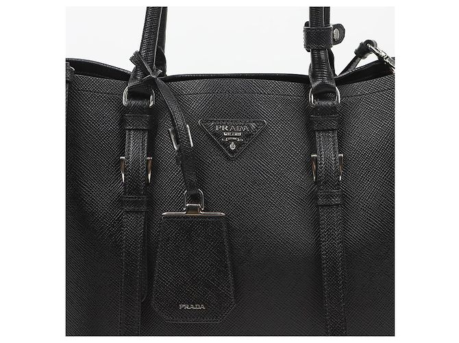 Prada Borsa Tote Saffiano Double Black - vista 3