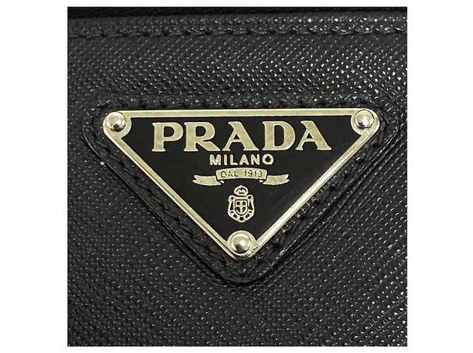 Prada Clutch in Saffiano con logo triangolare Nero - vista 5