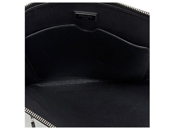 Prada Clutch in Saffiano con logo triangolare Nero - vista 7