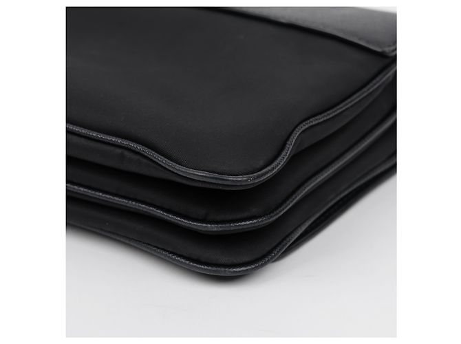 Prada Borsa a tracolla con catena in Saffiano Tessuto Nera - vista 16