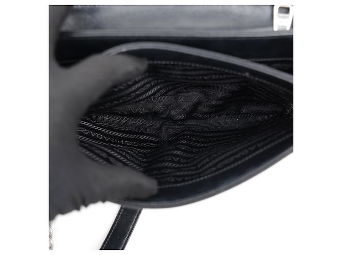 Prada Borsa a tracolla con catena in Saffiano Tessuto Nera - vista 19