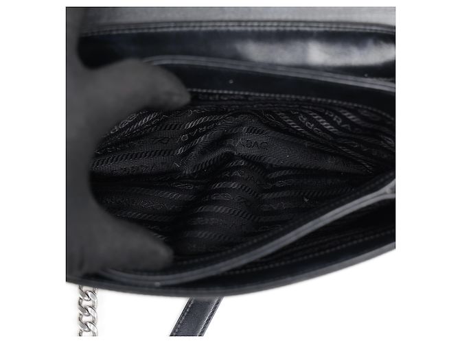 Prada Borsa a tracolla con catena in Saffiano Tessuto Nera - vista 20
