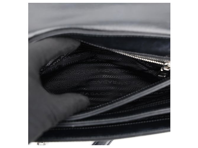 Prada Borsa a tracolla con catena in Saffiano Tessuto Nera - vista 21