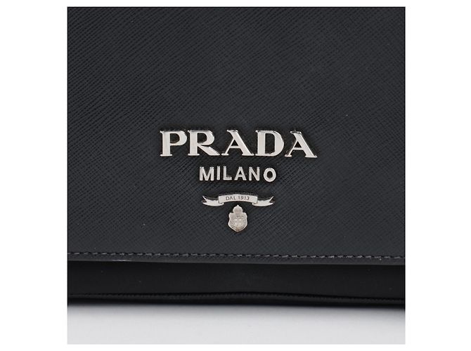 Prada Borsa a tracolla con catena in Saffiano Tessuto Nera - vista 3