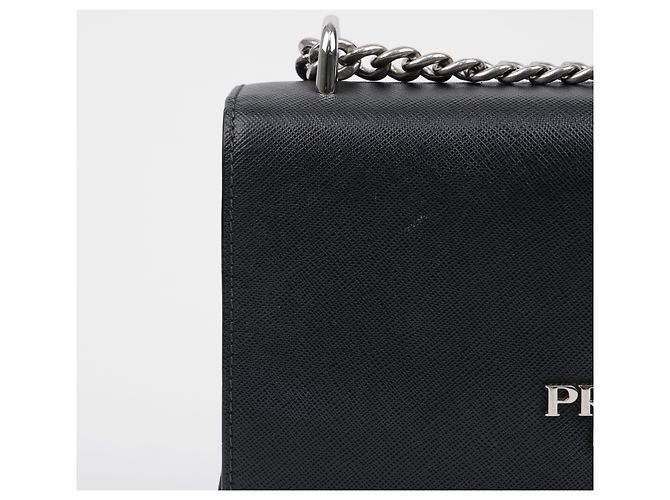 Prada Borsa a tracolla con catena in Saffiano Tessuto Nera - vista 4