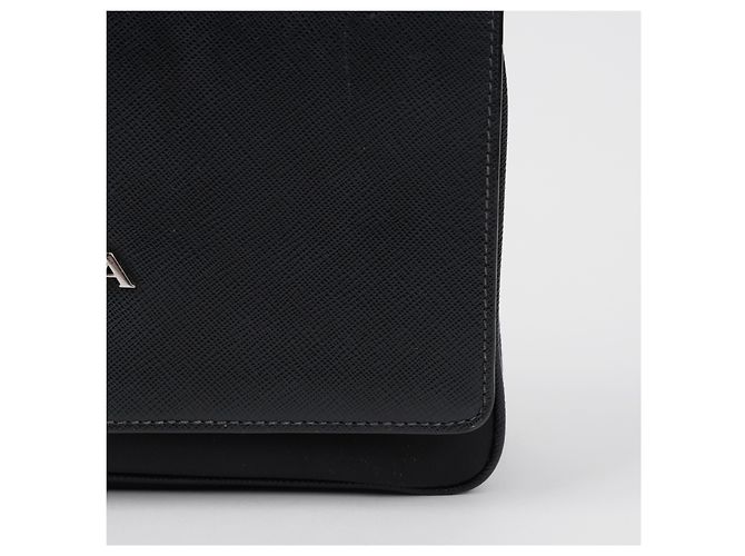 Prada Borsa a tracolla con catena in Saffiano Tessuto Nera - vista 6