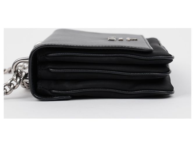 Prada Borsa a tracolla con catena in Saffiano Tessuto Nera - vista 8