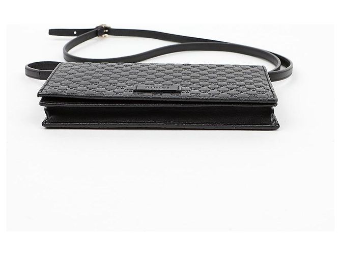 Gucci Borsa a Tracolla Mini in Pelle Microshima Nero - vista 6