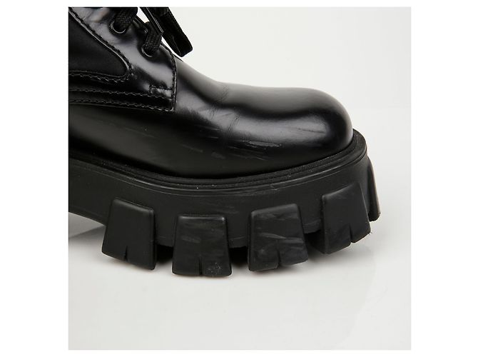 Prada Stivali Monolith in pelle e nylon nero - vista 10