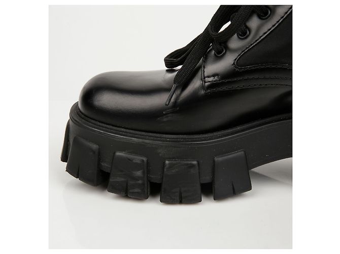 Prada Stivali Monolith in pelle e nylon nero - vista 12