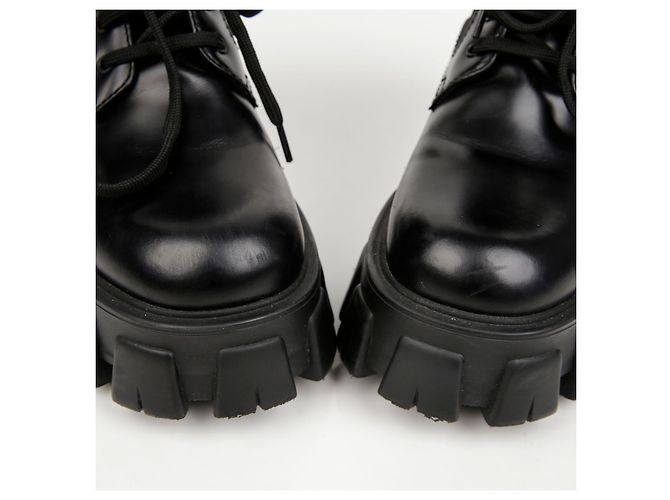 Prada Stivali Monolith in pelle e nylon nero - vista 5