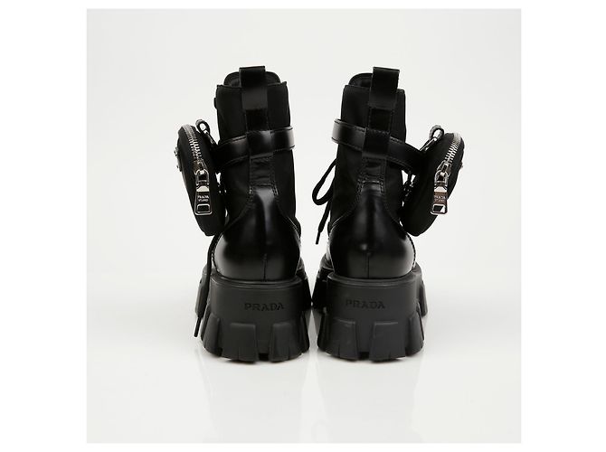 Prada Stivali Monolith in pelle e nylon nero - vista 7
