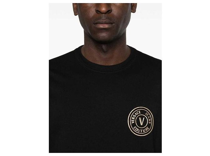 Versace T-Shirt mit Foil-Emblem Schwarz Gold - Ansicht 6
