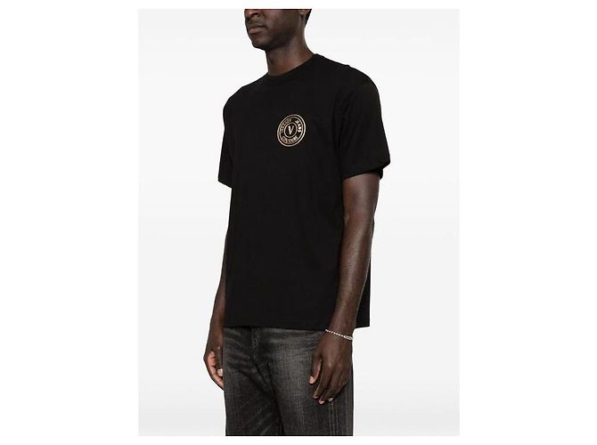 Versace T-Shirt mit Foil-Emblem Schwarz Gold - Ansicht 7