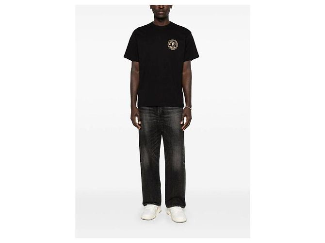 Versace T-Shirt mit Foil-Emblem Schwarz Gold - Ansicht 8